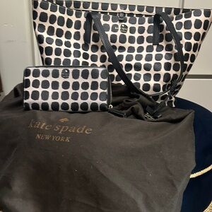 Kate Spade Black and Cream Dot Tote